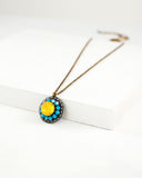 Yellow turquoise necklace | swarovski pendant with brass chain