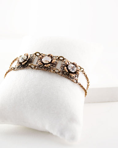 Clara Beau scallop deco gold bracelet with swarovski crystal Bf188 –  bluejewelshop