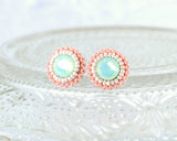 Mint peach coral stud earrings - Exquistry - 1